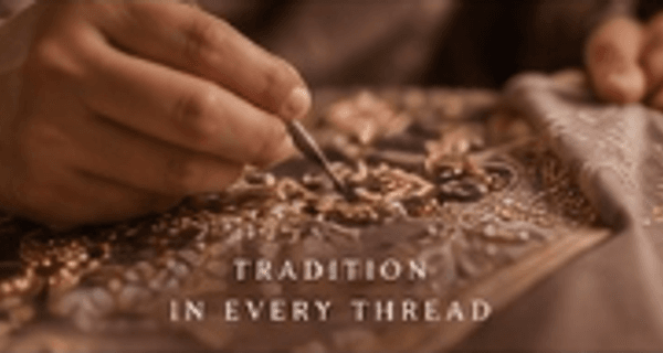 Master artisan hand zardozi embroidery in Miraya atelier